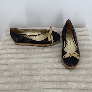 Juicy Couture black nappa Livia Flats with gold detail size 6